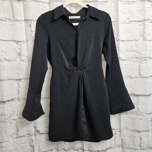 Abercrombie & Fitch Draped Twist Front Dress Black Long Sleeve Size XSP